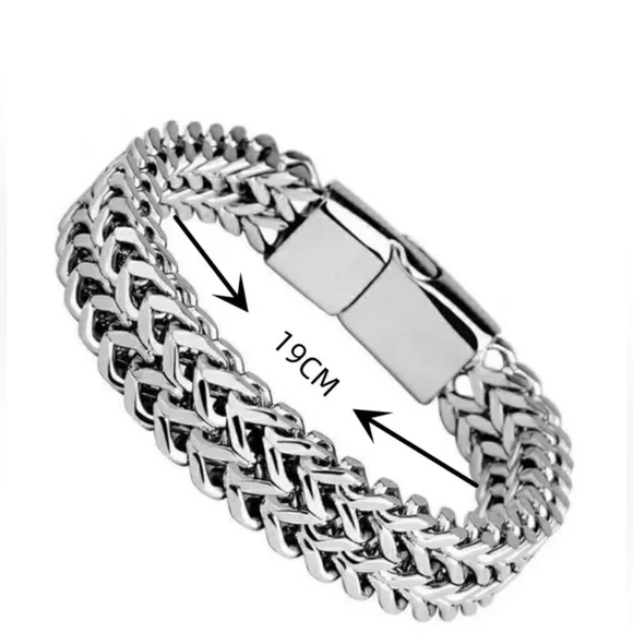 Men sterling silver double chain bracelet New - Picture 2 of 4